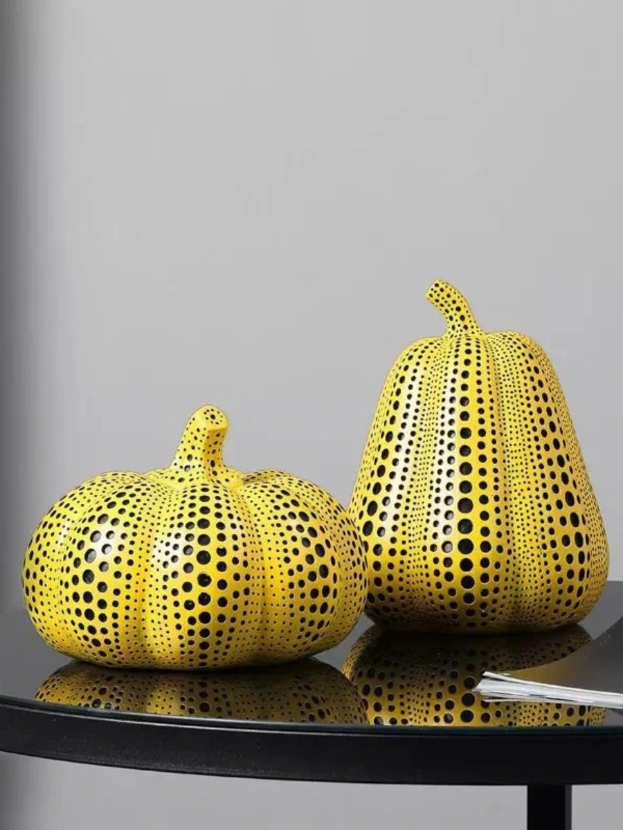 Polka Dot Resin Pumpkin Sculpture - Chic Chambers