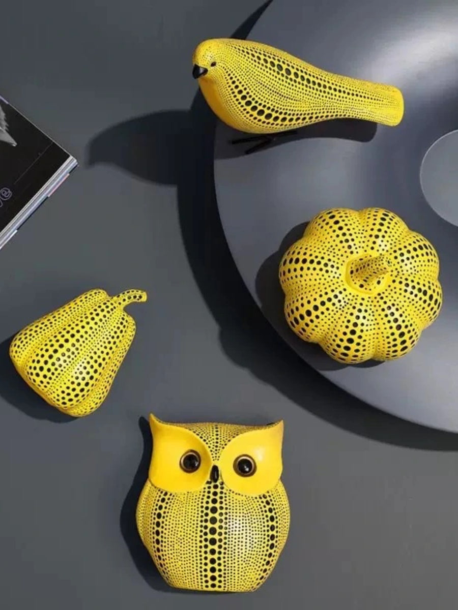 Polka Dot Resin Pumpkin Sculpture - Chic Chambers