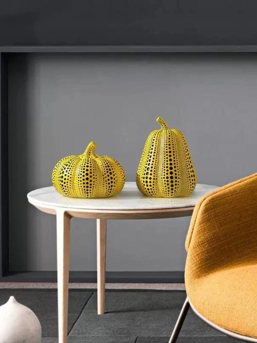 Polka Dot Resin Pumpkin Sculpture - Chic Chambers