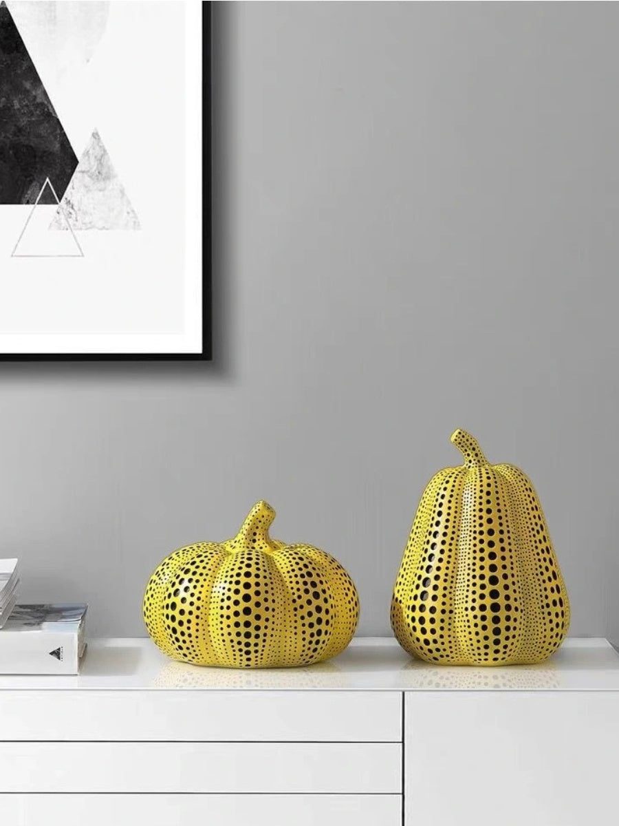 Polka Dot Resin Pumpkin Sculpture - Chic Chambers