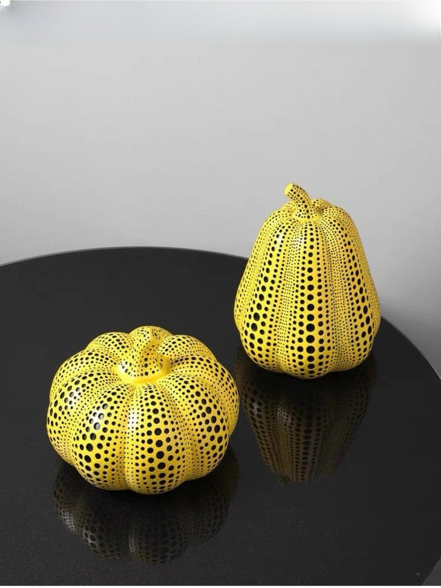 Polka Dot Resin Pumpkin Sculpture - Chic Chambers