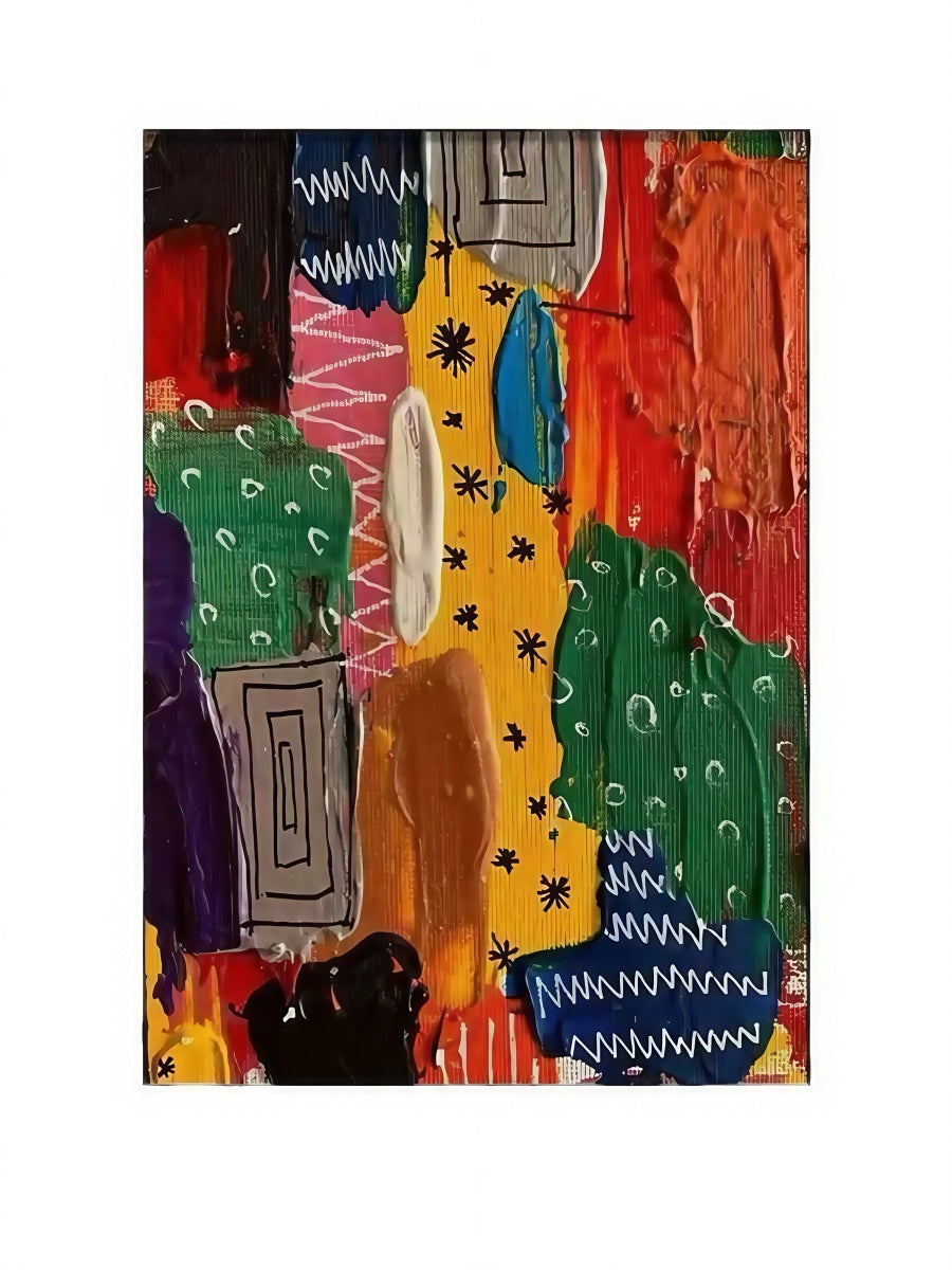 Vivid Abstract Canvas Art with Black Frame Color Patch Expression Painting 30*40 CM - Chic Chambers