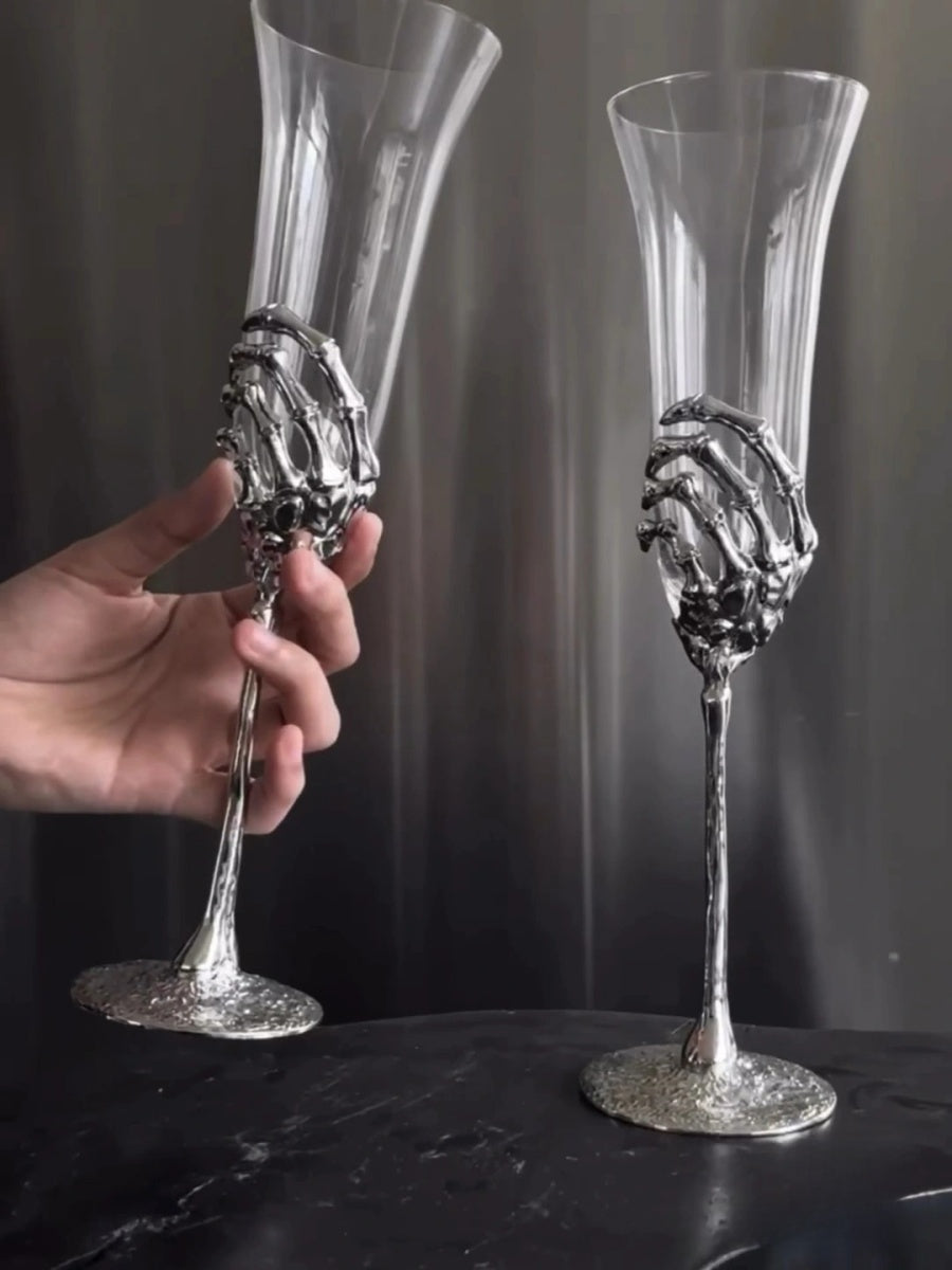Skeleton Hand Champagne Flutes - Set of Two - Chic Chambers